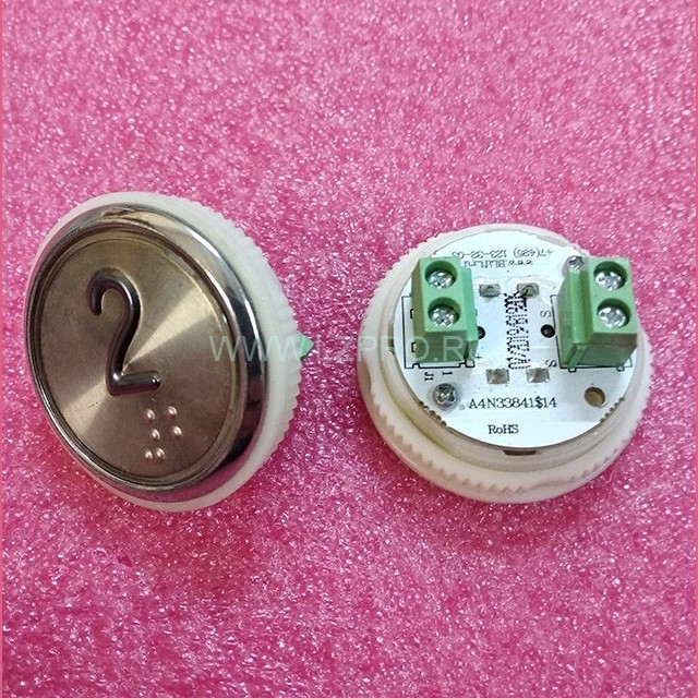 Модуль кнопочный A4N33841$14 белая подсветка Брайль "2" BBP-R331-CMPLT-S-W-02(EA2406S-S-W-02) ЩЛЗ