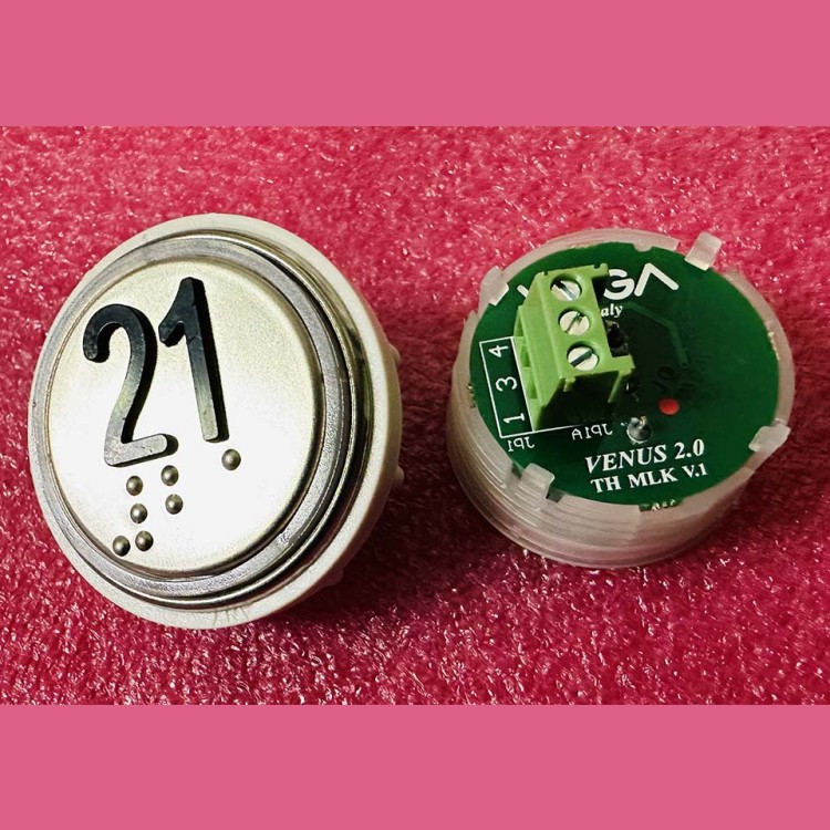 Кнопка 21 красная подсветка с кодом Брайля VENUS V.2 MLK VEGA