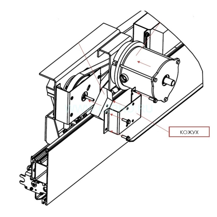 Защитный кожух в сборе с кронштейном крепления энкодера привода ДК PAX Otis