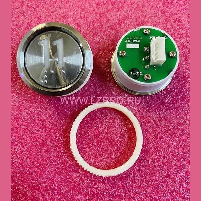 Кнопка "11" (с шрифтом Брайля, белая круговая подсветка, тип BAS231) A4N33841 Otis