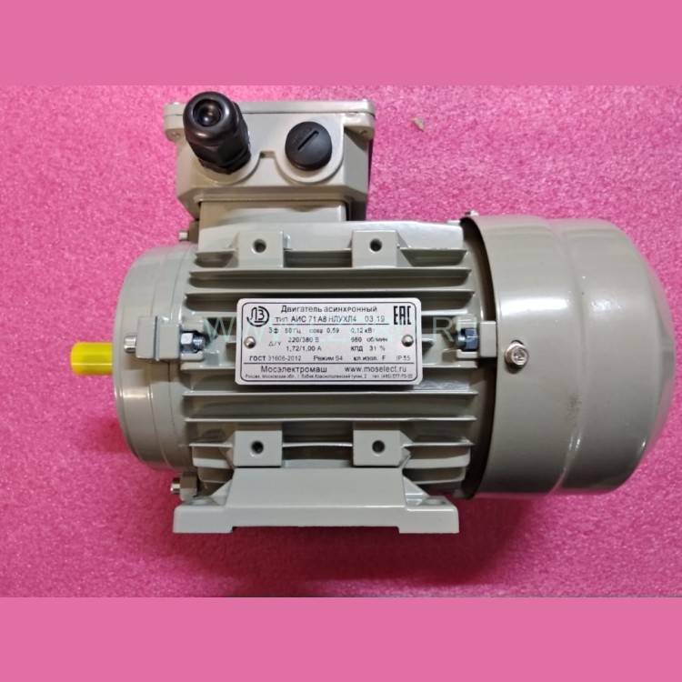 Электродвигатель асинхронный 0,12кВт 220/380В 660об/мин 1,72/1,0А (крепление лапы) IM1081 АИС71А8НЛУХЛ4