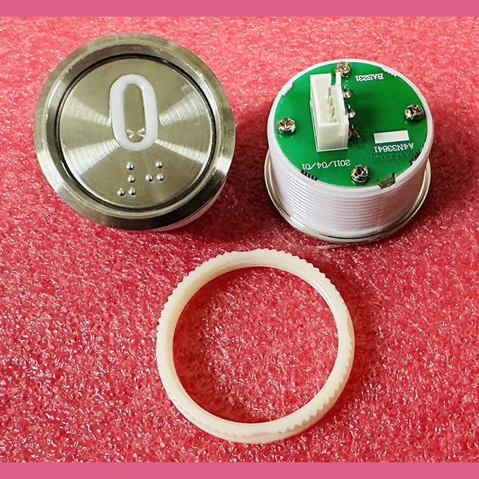 Кнопка "0" (с шрифтом Брайля, белая круговая подсветка, тип BAS231) A4N33841 Otis