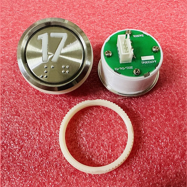 Кнопка "17" (с шрифтом Брайля, белая круговая подсветка, тип BAS231) A4N33841 Otis