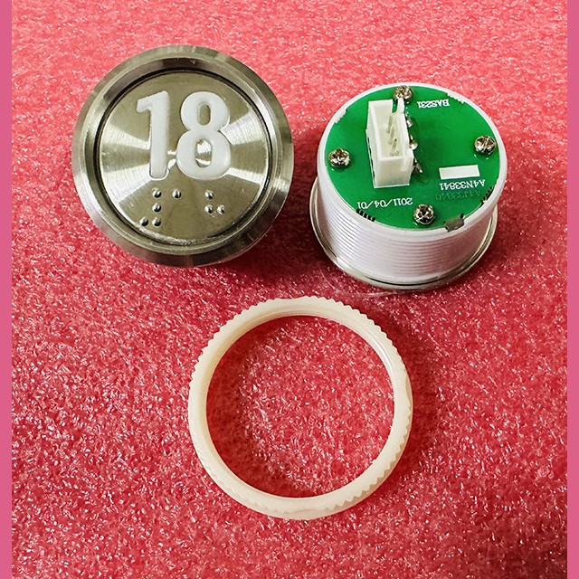 Кнопка "18" (с шрифтом Брайля, белая круговая подсветка, тип BAS231) A4N33841 Otis