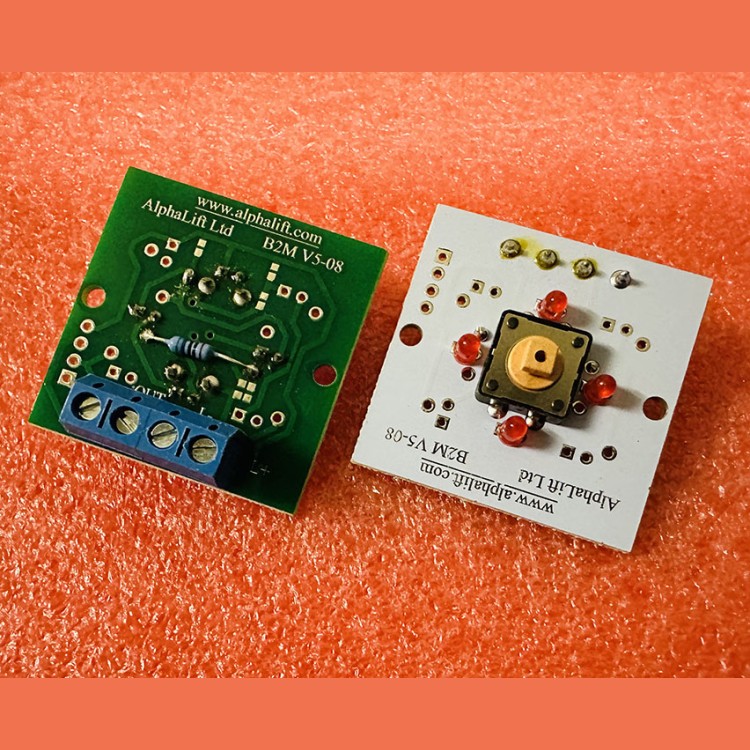 Плата кнопочного модуля красная подсветка "без символов" 12V B2M V5-08 Alphalift Technos