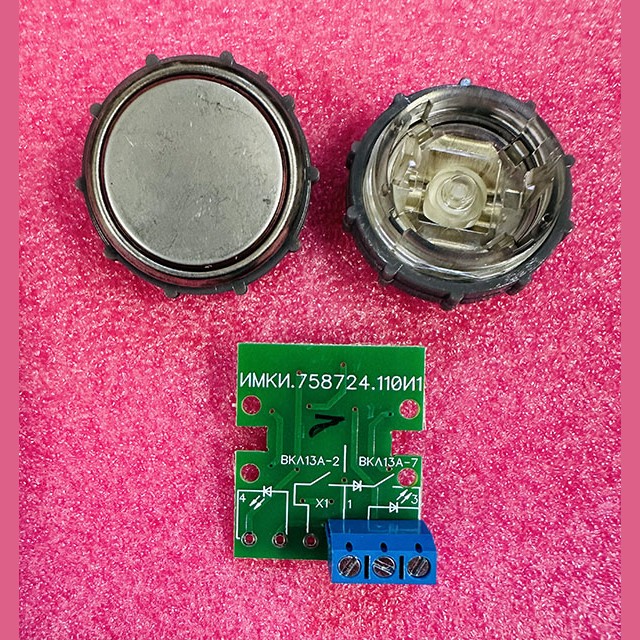 Модуль кнопочный круглый с гайкой, без символов ВКЛ13А-7П (7-4П)