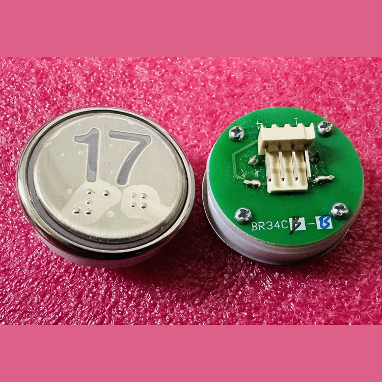 Кнопка "17" с шрифтом Брайля, синяя подсветка BR34C Xizi Otis